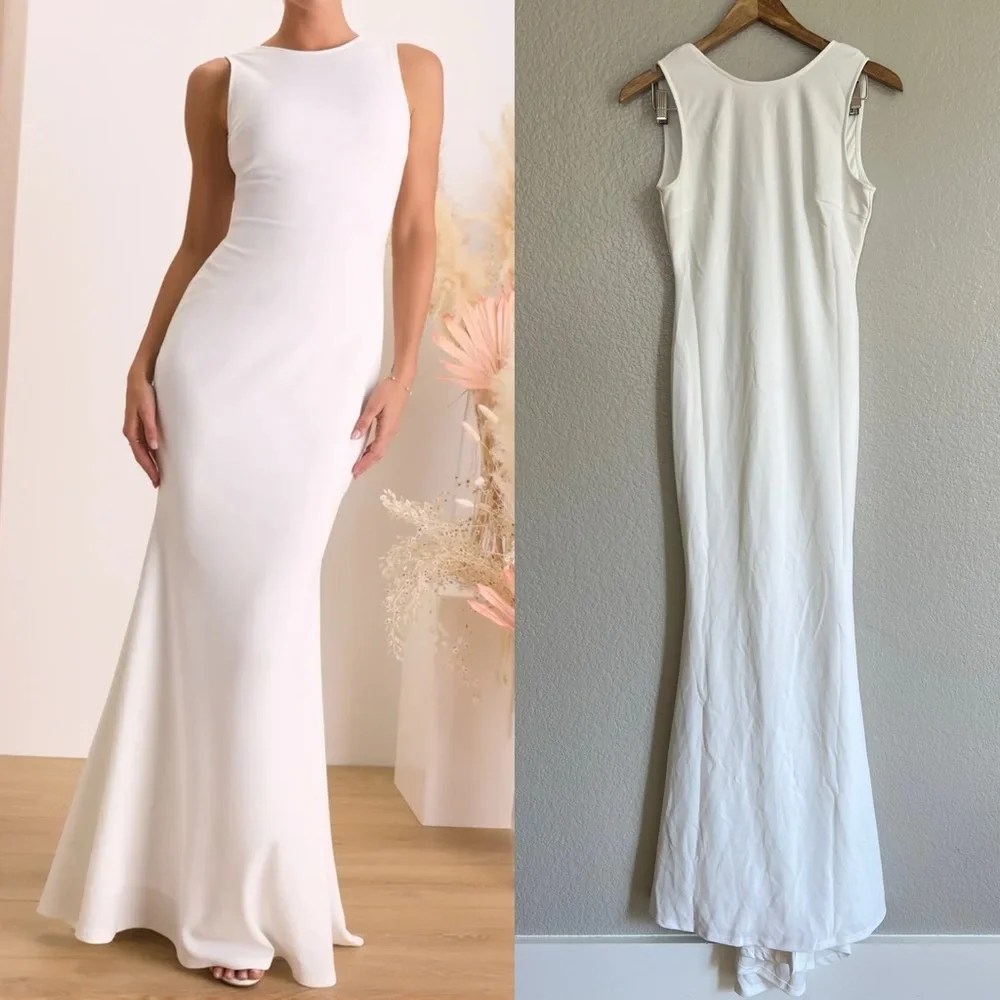 NWOT Va Va Voom White Backless Sleeveless Mermaid Maxi Dress